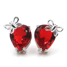 Buy 2 get 1 free 2.8g Created Red Blood Rubie 925 Solid Sterling Silver Earrings