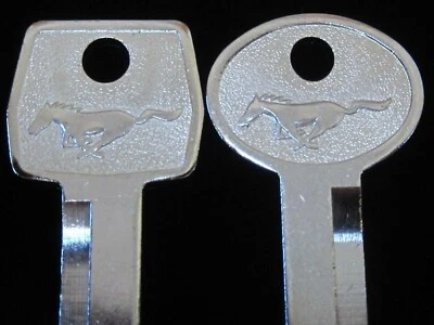 FORD MUSTANG 1967-1993 PONY LOGO KEY Blank Set Ignition Doors & Trunk  - Image 1 of 4