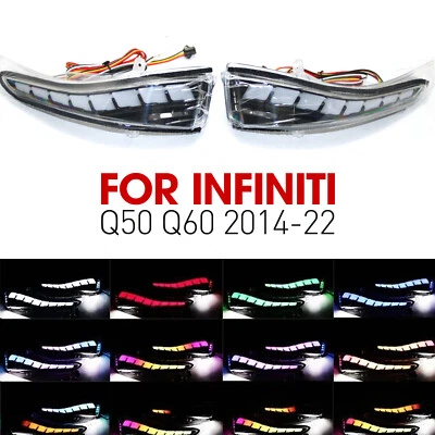 RGB LED Mirror Sequential Signal Light& Fog Light For Infiniti Q50 Q60 2014-22 - Изображение 1 из 4