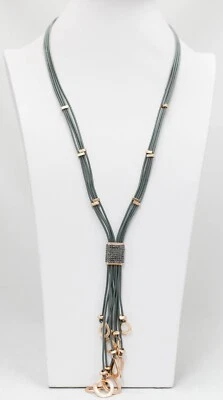 Collar llamativo colgante borla larga Alisha D metal, cristal e imitación cuero Foto 1 de 2