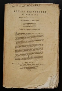 Omodei Annibale: ANNALI UNIVERSALI DI MEDICINA. ANNO 1836. VOLUME LXXX. 1836 - Foto 1 di 1
