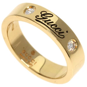 GUCCI Ring Icon print 2P Diamond # 5 K18 Yellow Gold - Picture 1 of 8