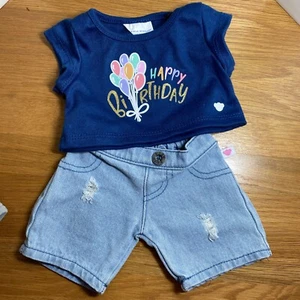 BUILD-A-BEAR BAB Happy Birthday T-shirt & Jeans Outfit NICE! - Picture 1 of 7