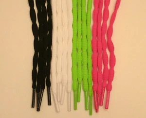Squiggle Shoelaces! 27 36 45 54 Inch Sneaker SHOE LACES - Black White Pink Green - Picture 1 of 5