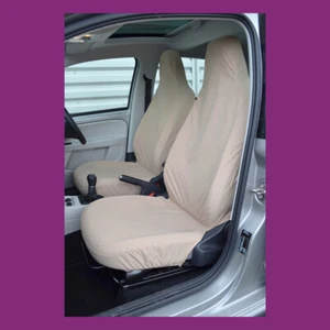 Par de fundas de asiento de coche Skoda Citigo 2012+ impermeables a medida beige arena - Imagen 1 de 3