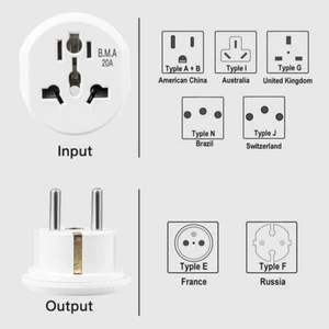 Universal Plug Converter FR AU US UK To EU AC Power Travel Adapter Electric Sock - Bild 1 von 7
