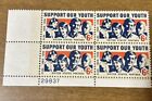 USA Sc#1342 SUPPORT OUR YOUTH Plaque Block, 6c, 1968 Neuf d'origine