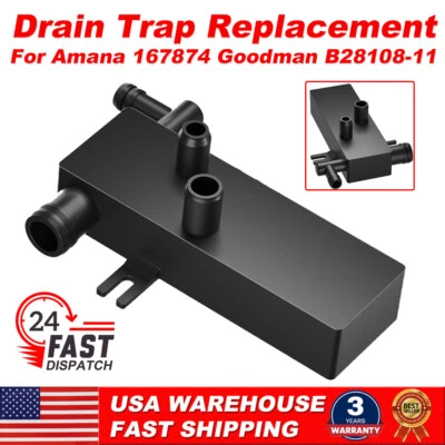 CRUISENEST For Amana 167874 Goodman B28108-11 Air Conditioner Furnace Drain Trap Black