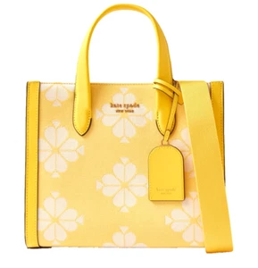 Kate Spade Flower Manhattan Medium Tote Yellow 2 tone ITALIAN Jacquard🍋 NWT - Picture 1 of 21