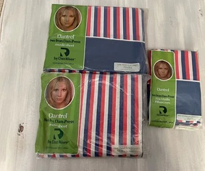 Vintage NOS Dantrel 70s Retro Stripe Twin Flat, Fitted, Cases Sheet Set 1024 - Picture 1 of 6