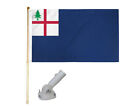 5' Wooden Flag Pole Kit W/ Nylon White Bracket 3x5 Bunker Hill Polyester Flag