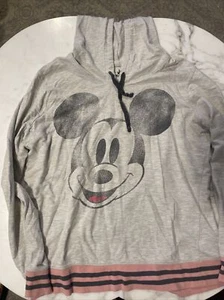Disney xxl Mickey Mouse Hoodie Disney Parks hellgrau rosa Damen verwaschen - Bild 1 von 15