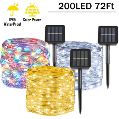 Solar String Lights Outdoor, 72FT 200LED Waterproof Fairy Lights 8 Modes Decor - Image 1 of 4