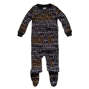 Star Wars One Piece Footed Sleep & Play Pajamas Boys 18 Months Black Cotton NWT - Picture 1 of 6