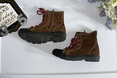 CONVERSE All Star Botas Cremallera Cuero Marrón Superior Junior Zapato Talla 2 Foto 1 de 4