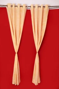 Striped Hand Block Print Cotton Curtain Panel Drapes Home Wall Hanging 108" Inch - Picture 1 of 3