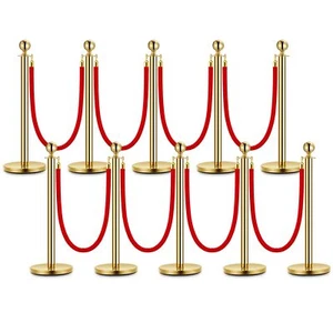 Velvet Rope Stanchion 2/3/4/5/6/10PCS VIP Queue Pole Crowd Control Barrier - Picture 1 of 17