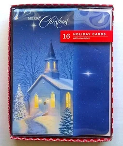 Merry Christmas/Church 16 Holiday Cards with envelopes ~ NEW! - Picture 1 of 2