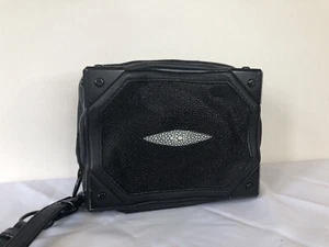 Alexander Wang Stingray Leather And Suede Clutch Handbag Black Hardware - Picture 1 of 13