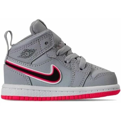 Nike Air Jordan 1 MID TD CINZA ROSA BRANCO 644507-060 TAMANHO 10C CRIANÇA ENVIO RÁPIDO - Imagem 1 de 4