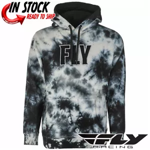 NEW FLY RACING Tie-Dye Pullover Hoodie Hooded Sweatshirt - Black/Grey - Picture 1 of 2