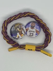 LeBron James 23 Los Angeles Lakers geflochtenes Armband verstellbar mit 2 Pins Abzeichen - Bild 1 von 8