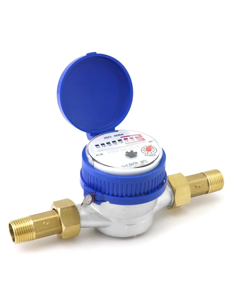 QWORK Water Meter, 1/2" NPT 304 Stainless Steel Cold Water Flow Meter with Pulse - Image 1 of 4