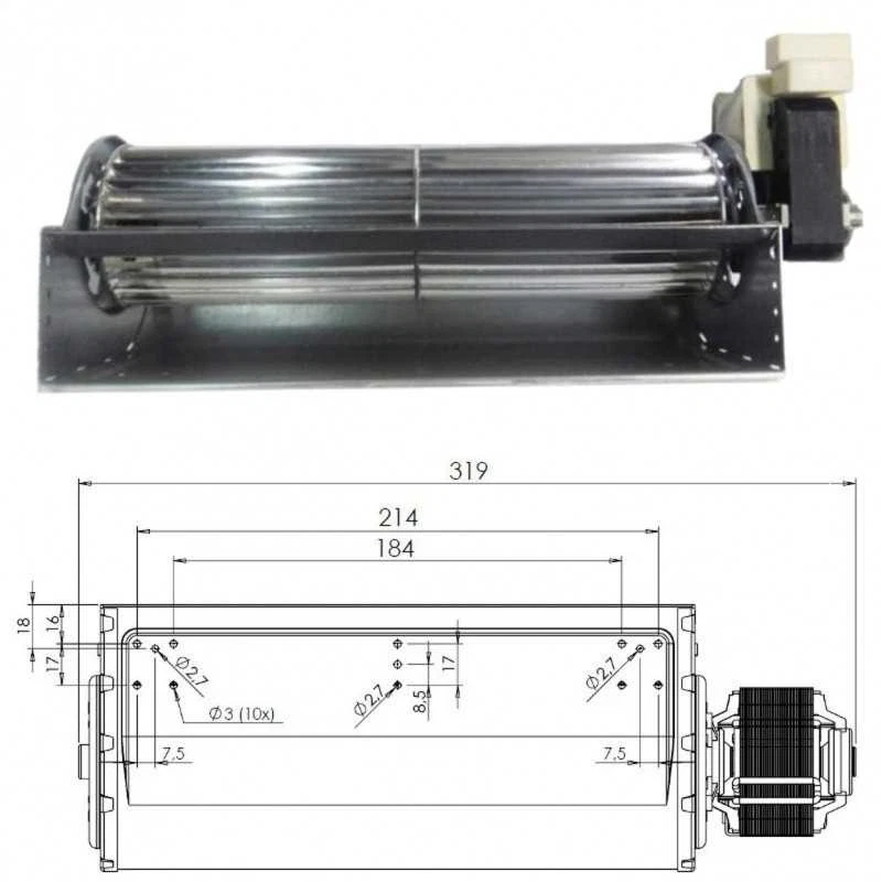 VENTOLA TANGENZIALE THS24B5-011 STUFA A PELLET RAVELLI ANSELMO COLA 240MM - Immagine 1 di 1