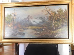 N.Cornish Listed Artist Mid-Century Original Oil Canvas Mountain Landscape - Picture 1 of 15