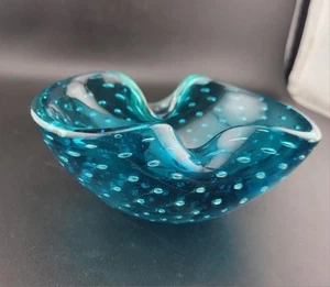 Posacenere in vetro blu soffiato a mano originale veneziano Murano, Made in Italy - Foto 1 di 23