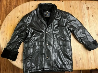 Herren Kunstlederjacke XXL Schwarz Alta Moda Geknöpft Gefüttert - Bild 1 von 4