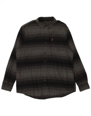 CHAPS Mens Grant Fit Flannel Shirt XL Grey Striped Cotton CT08 - Image 1 of 3