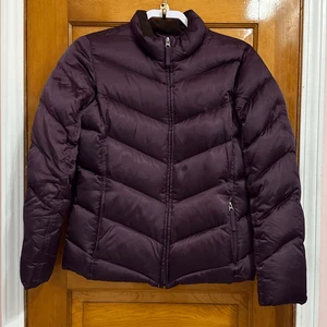 Chaqueta acolchada Eddie Bauer ciruela púrpura plumón de ganso para mujer alta mediana - Imagen 1 de 9