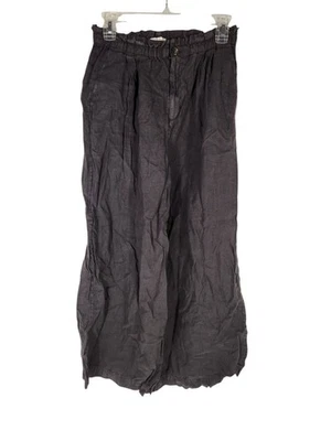 Pantalones para mujer Lou & Grey 100 % lino carbón cómodos pierna ancha Resort Beach S nuevos sin etiquetas Foto 1 de 4