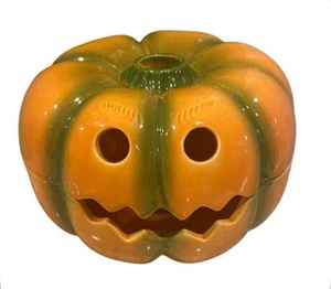 Ceramic Halloween Jack-O-Lantern Pumpkin Votive Candle Holder Decor 4”x6” - Picture 1 of 8