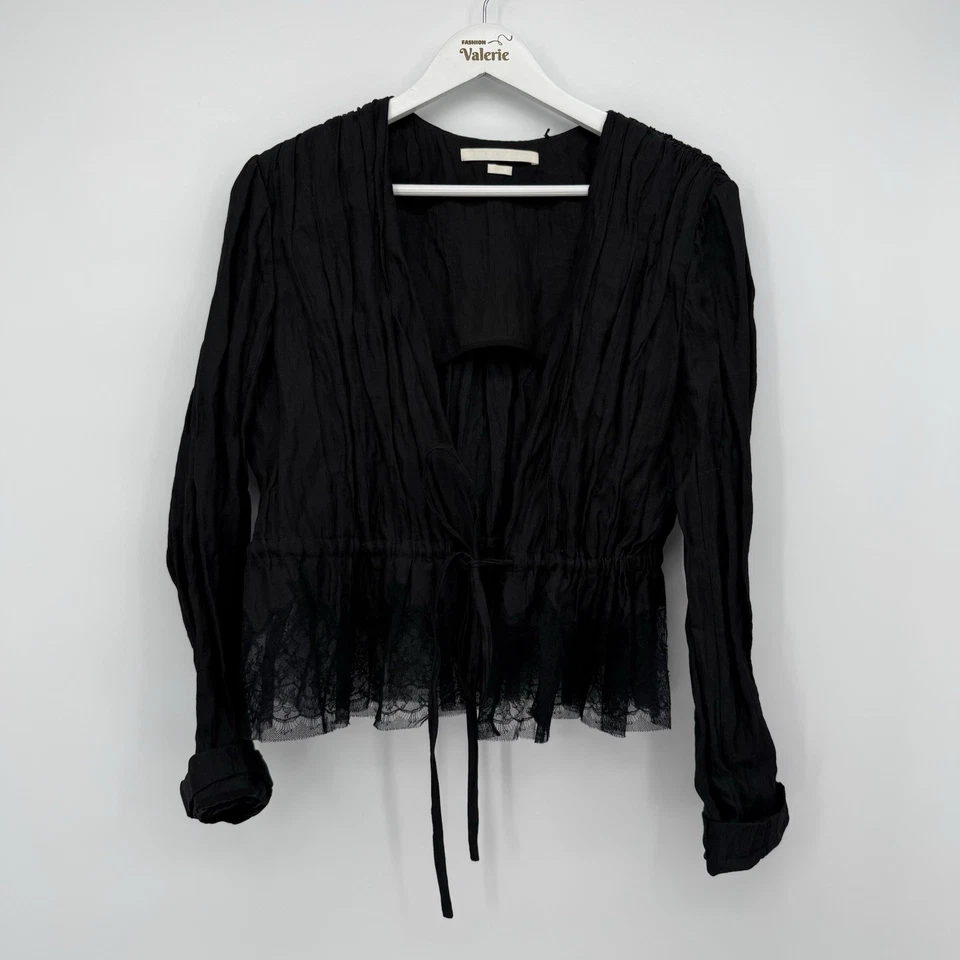 Jason Wu коллекции черный шелк самостоятельный галстук блузка верхний дизайнерский размер 8 - Изображение 1 из 4