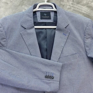 TAILORBYRD Blazer Men's size 46R Sport Coat Casual Jacket suit houndstooth blue - Picture 1 of 17