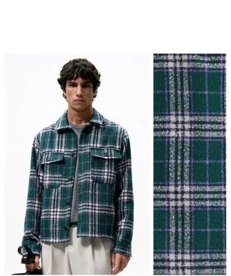 ZARA Men Cotton Green Check Plaid  Jacket Shacket Size XL - Image 1 of 4