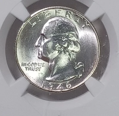 1946 S 25C Washington Silver Quarter NGC MS66 JBTr43 - Image 1 of 4