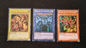 YuGiOh! Egyptian God Cards Set LC01-EN001-EN003 Quarter Century Rare - Picture 1 of 8