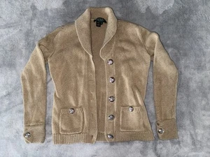 VINTAGE LAUREN RALPH LAUREN SHAWL COLLAR PETITE BIG CREST BUTTON FRONT CARDIGAN - Picture 1 of 7