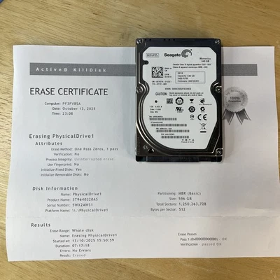 HDD 640GB Hard Drive SATA Laptop 2.5" Seagate Momentus ST9640320AS - Image 1 of 3