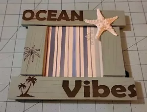 Handmade: "Ocean Vibes" Laser Engraved Picture Frame - New With Free Shipping - Picture 1 of 10