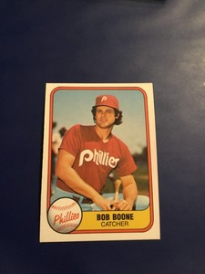1981 Fleer # 4 BOB BOONE Philadelphia Phillies 4th Fleer Card Ever In Set ! 