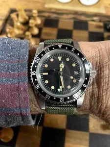 Custom GMT auto movement NH34, Mod vintage dial, 40mm case. - Picture 1 of 14