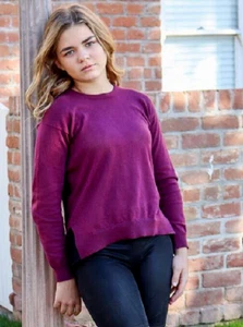 NEW Autumn Cashmere Garnet Girls Sweater w/Pleated Ruffle 10 Twins? - Picture 1 of 4