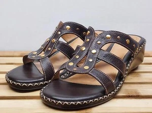 Nurture Womens | Brown | Leather Comfort Wedge Sandals Size 7 - Picture 1 of 12