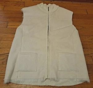 LISA International Vest Faux Suede XL Zip Front Faux Fur Lining Womens Off White - Picture 1 of 7