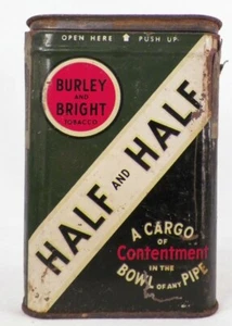 Burley & Bright Half & Half Tobacco Tin Contentment Pipe EMPTY Vintage # 2 - Picture 1 of 5