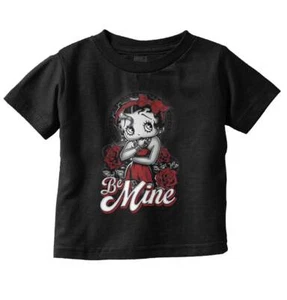 Betty Boop Cute Valentine's Day Rose Be Mine Toddler Girl Youth T Shirt For Kids - Picture 1 of 5